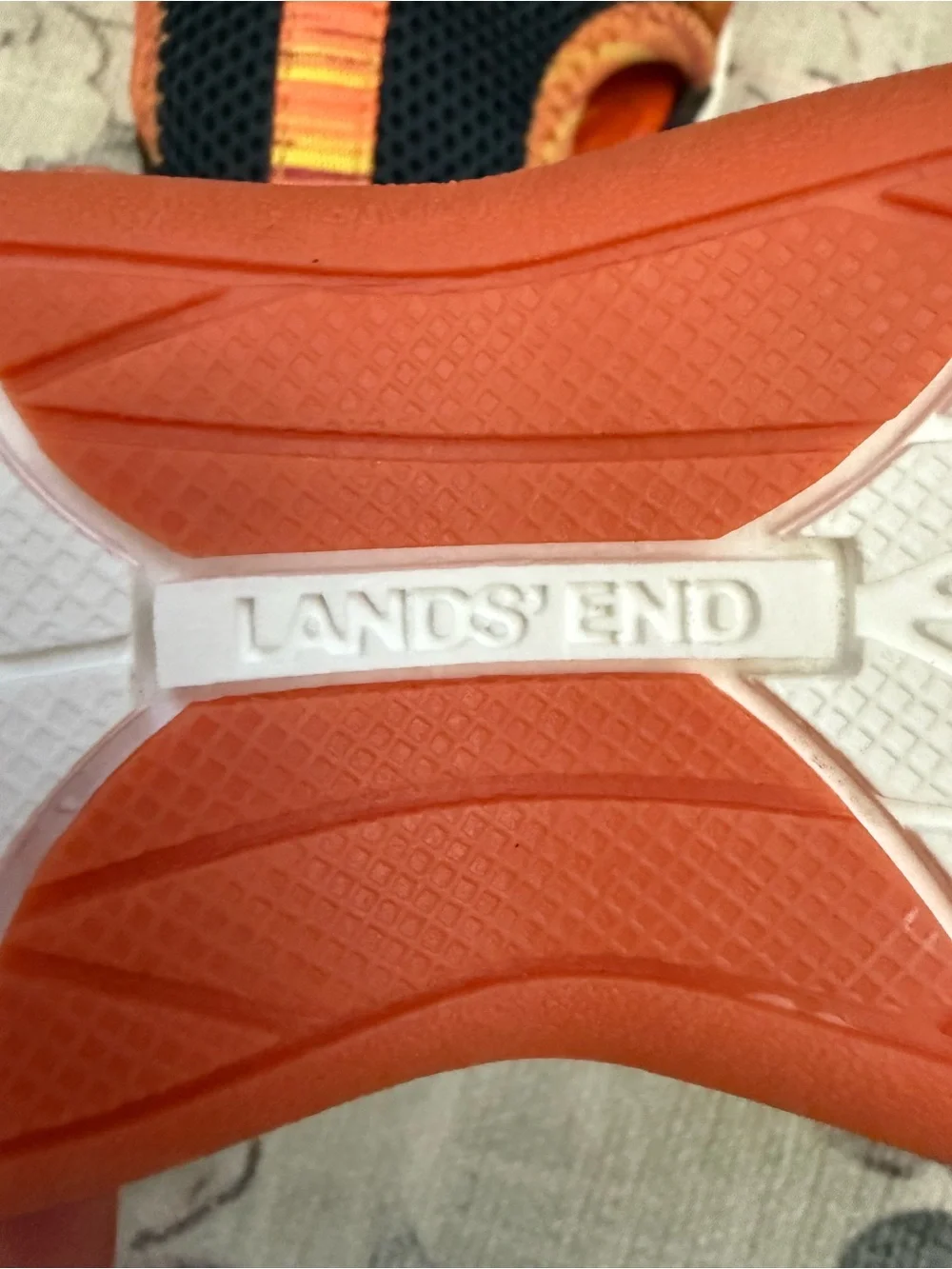 Lands' End Kids Navy Sandals with Bright Orange Straps
